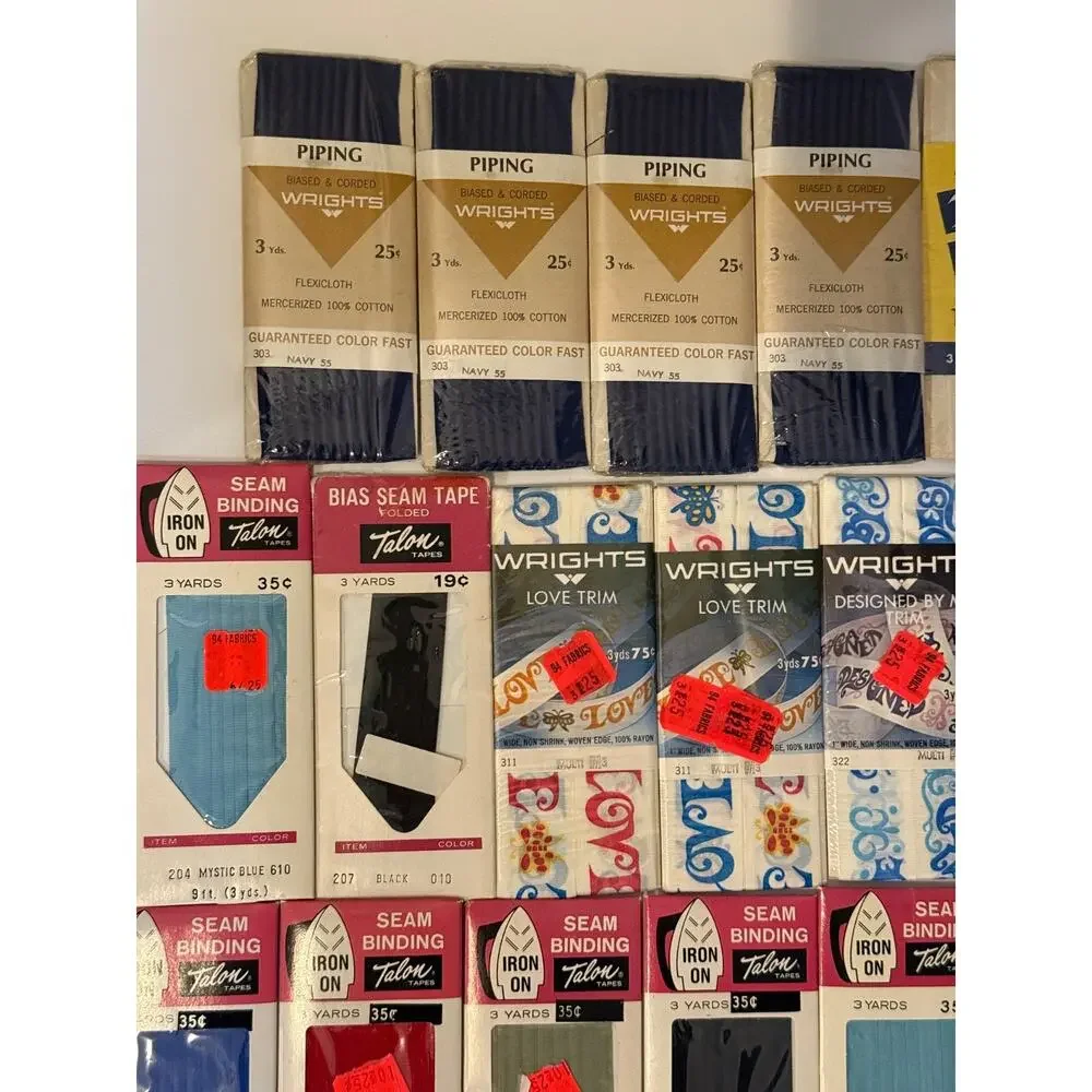 🧵 Vintage Sewing Trim Seam Binding Bias Tape NOS Wrights Talon Lot 38